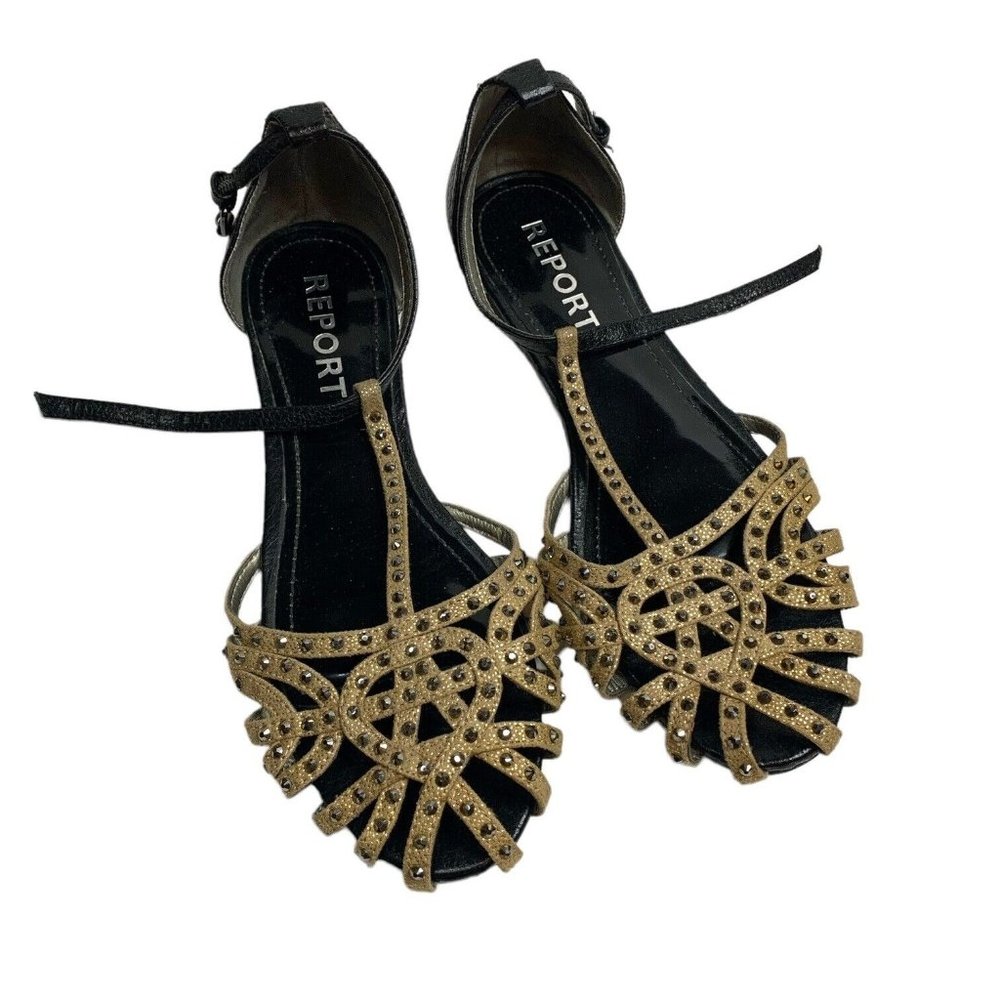 Report Tan Rhinestone Studded Sandal 6.5 T-Strap